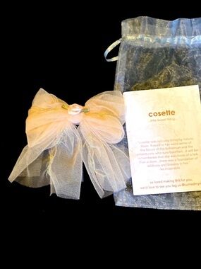 Curried Myrrh Bohemian “Cosette” Pale Pink Taffeta Bow Barrette New WithTag